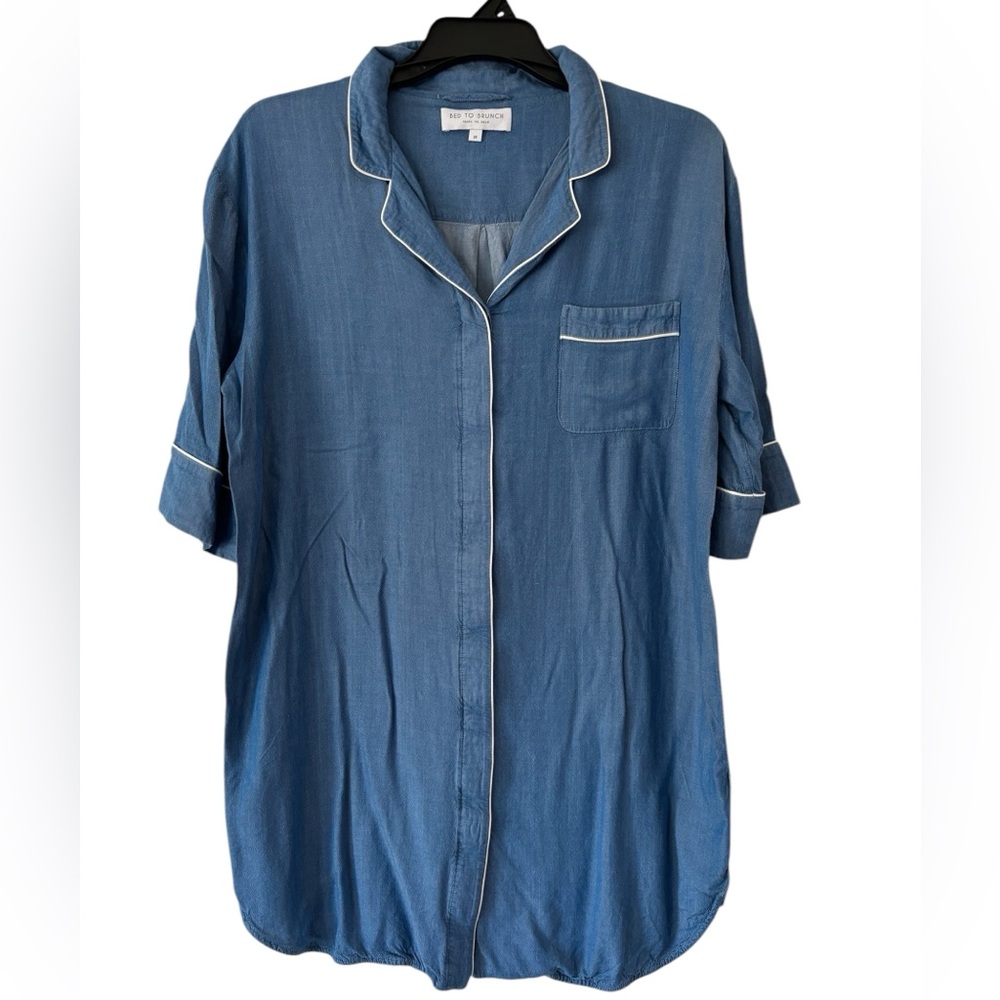 Bed to Brunch Chambray Button Down Boyfriend Nightshirt Sleep Shirt Pajamas
